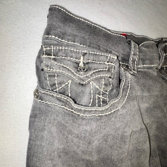 True Religion Jeans 34x32.5 Gray Ricky Flap Pocket Straight Leg Distressed READ - Picture 5 of 11